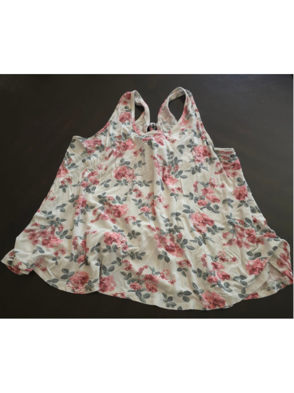 Women's Oversized Cottagecore Coquette Summer White Pink Floral LaceUpTank Top M